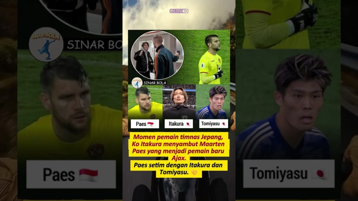 Ko Itakura welcomes Maarten Paes who is the new Ajax #footballshorts player