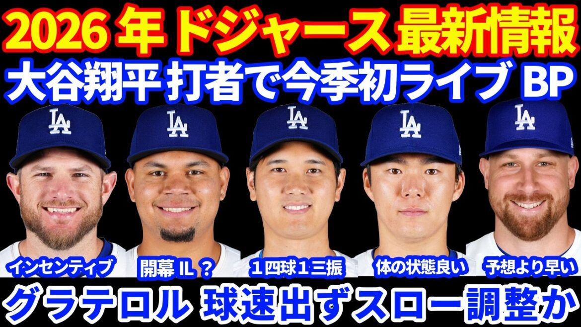 2026 Dodgers latest information!! ️ Shohei Otani, batter, first live BP of the season 1 walk, 1 strikeout ⚾️ Yoshinobu Yamamoto is in better physical condition than other years 🙆‍♂️ Additional information on Muncy's contract 💰 Graterol pitch doesn't come out fast, slow adjustment?