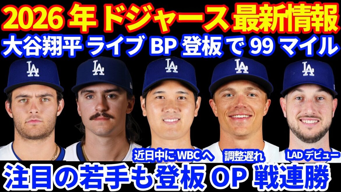2026 Dodgers latest information!! ️ Shohei Otani 99 miles & batting practice on live BP on the last day of the Dodgers before WBC ⚾️ Will return to Japan soon to join WBC ✈️ 2 consecutive wins in OP match High-profile prospect also pitches Cole is delayed in adjustment