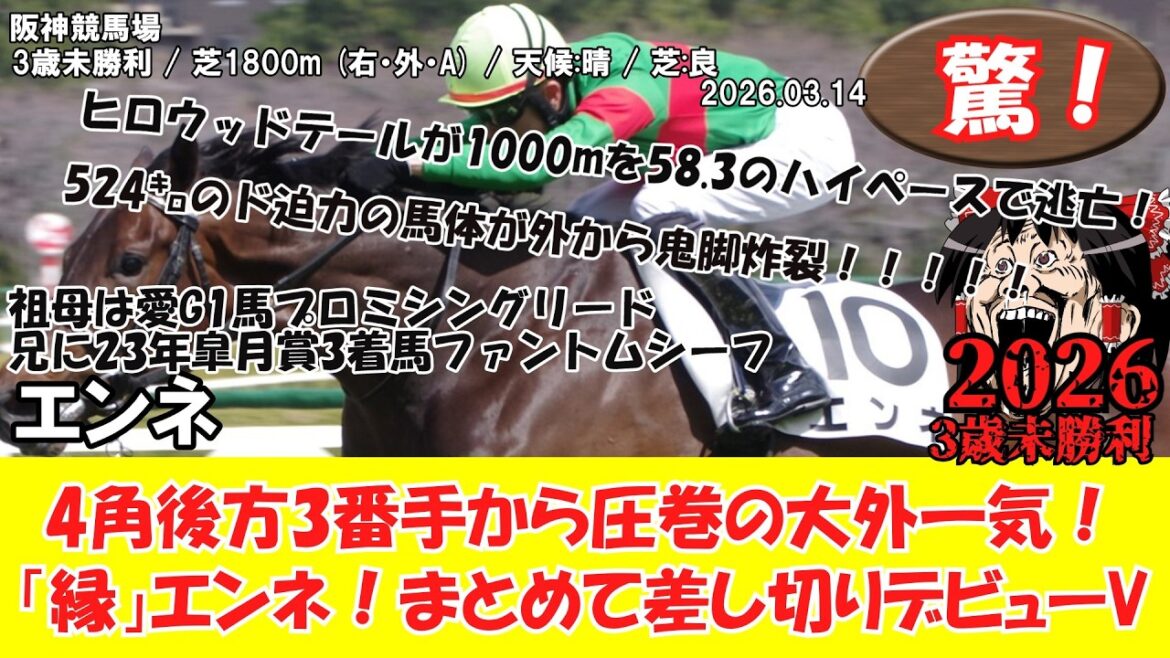[Horse racing]Surprise! Phantom Thief's little sister's overwhelming debut V! 3 years old undefeated (2026.03.14・Hanshin 5R) 2026 / Enne