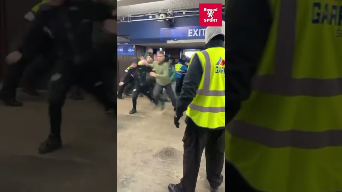 Celtic fans storm Ibrox ahead of the Scottish Cup quarter-final