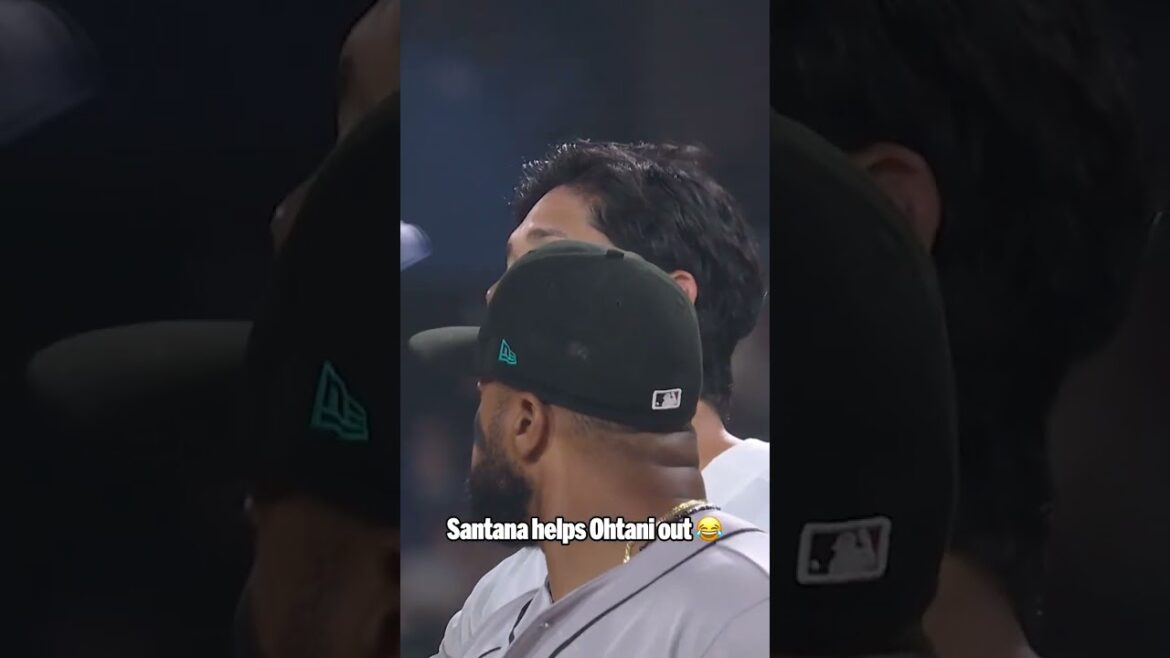 Peek-a-boo! 🤪 Shohei Ohtani and Carlos Santana have some fun 🤣