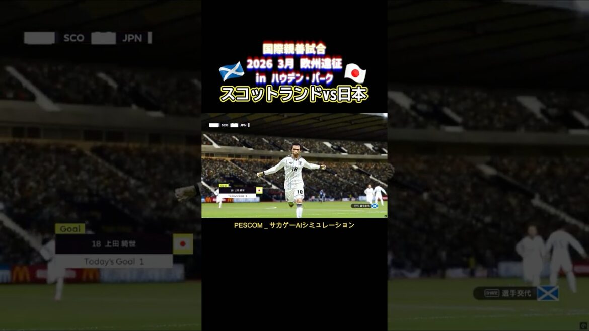 Kiyo Ueda | Scotland vs Japan | 2026 World Cup Pre-European Tour International Friendly Match | Survival Game AI Simulation | PES 2021 efootball2025 J League