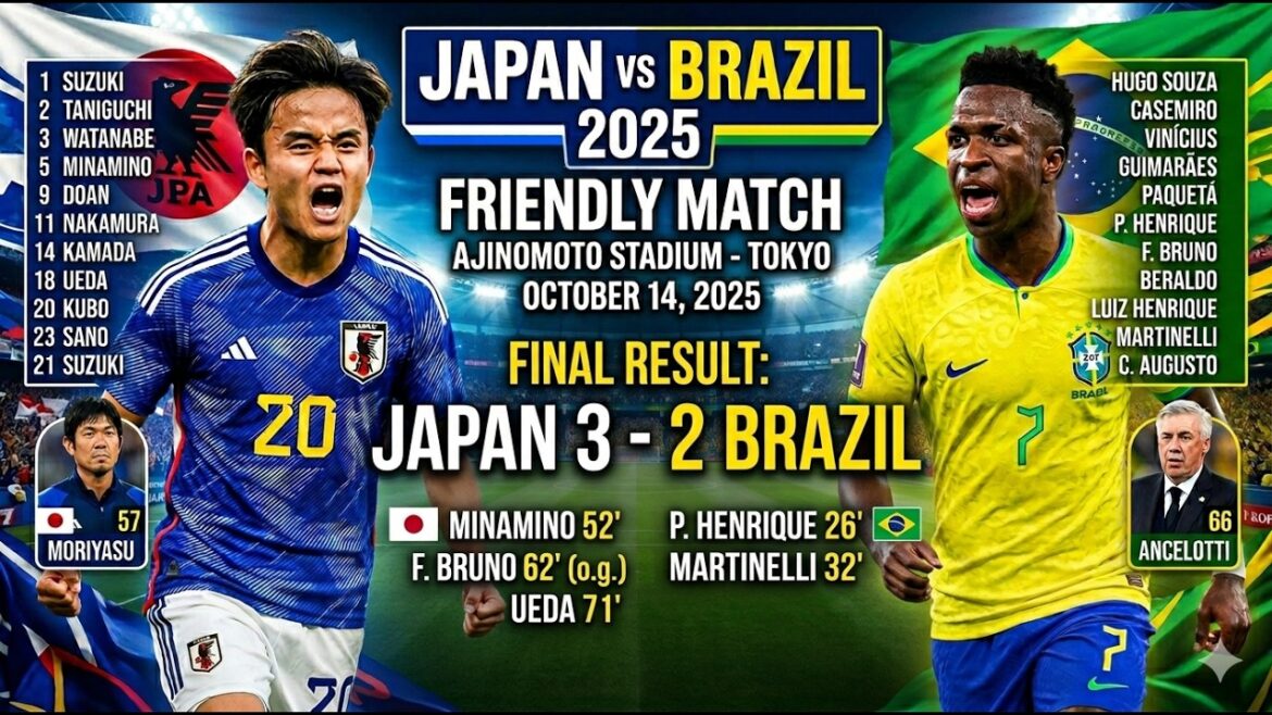 JAPAN vs BRAZIL 3-2 Highlights | EPIC COMEBACK! 🇯🇵🔥 All Goals & Results 2025