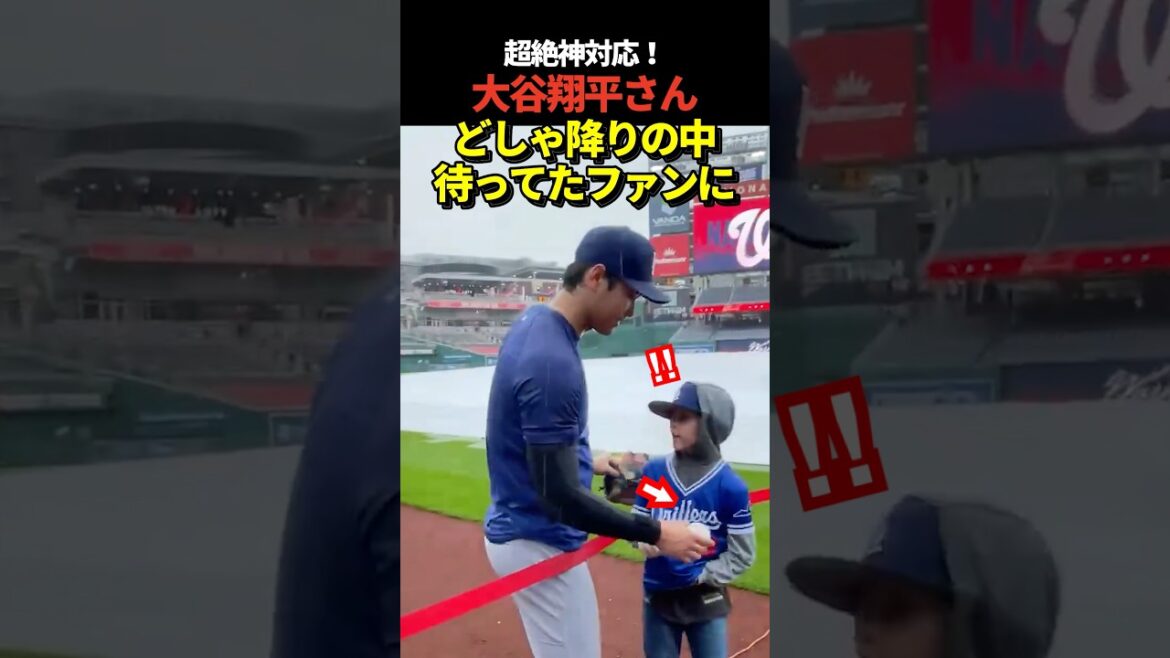 [God]Pitcher Shohei Otani gave a double gift of a commemorative photo and a ball to the only fan who was waiting in the pouring rain! ! And in the game, he hits a home run!