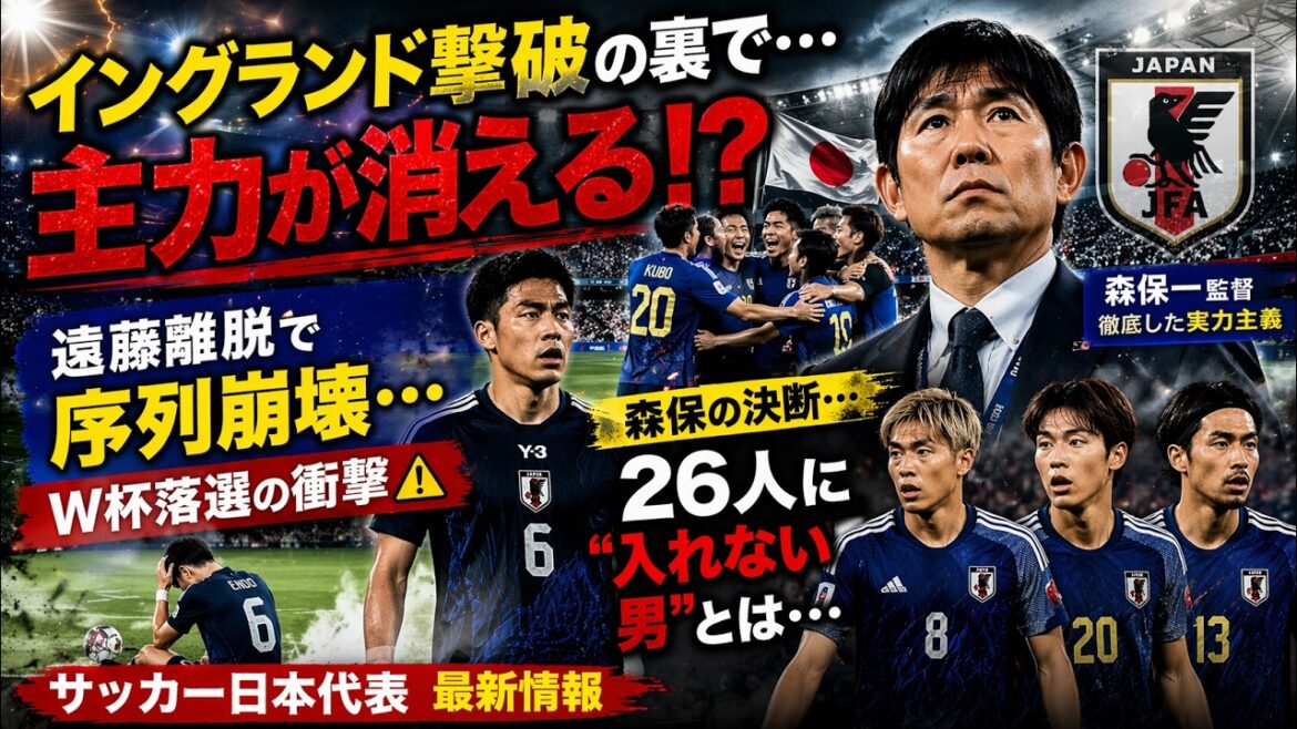 [Japan National Soccer Team]A new era of Japan's national team highlighted by defeating England! Is there a possibility that the main players will be eliminated from the World Cup at the same time? Director Hajime Moriyasu's thorough meritocracy and the fate of the final 26 players, as seen from Hidemasa Morita's change in the rankings and the effects of Wataru Endo's surgery.