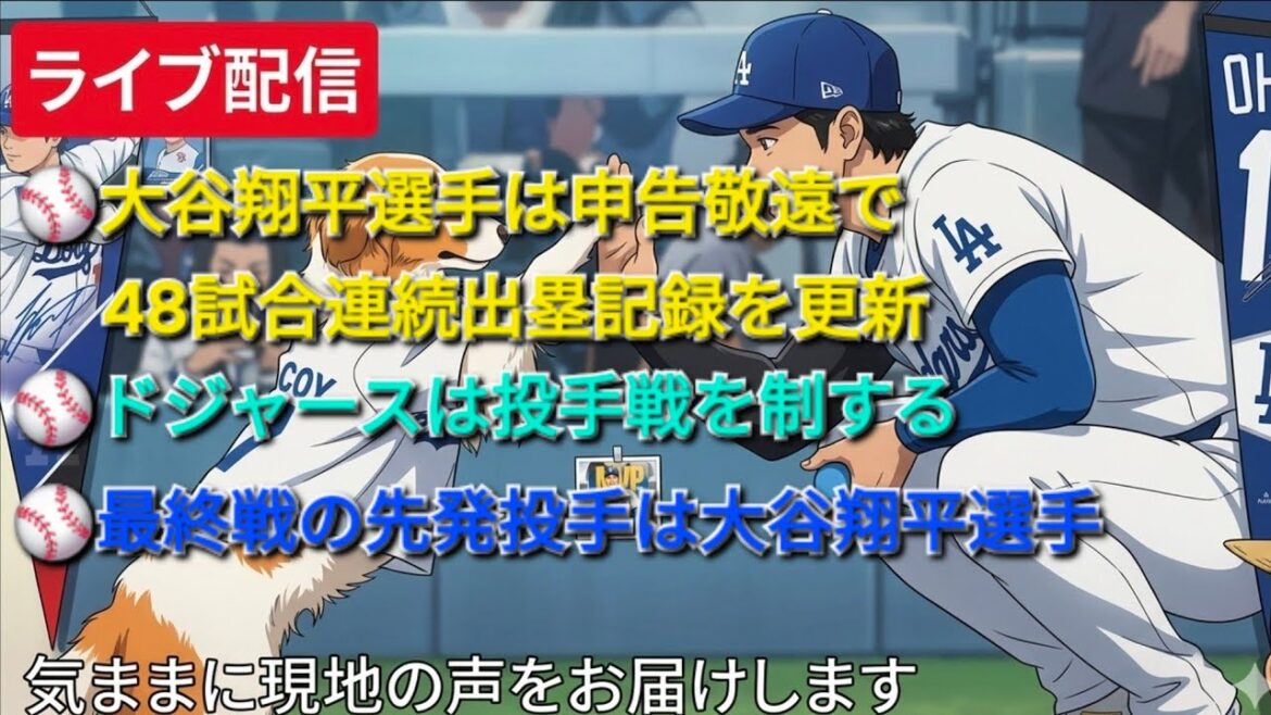 [Live Streaming]Shohei Otani breaks the record for on base in 48 consecutive games with a declared walk ⚾️Dodgers dominate the pitcher battle⚾️Pitcher Yoshinobu Yamamoto pitches well and has no wins or losses⚾️The starting pitcher for the final game is Shohei Otani⚾️We will freely deliver local voices⚾️