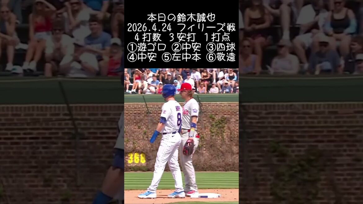 [Seiya Suzuki]2026.4.24 “3 consecutive games HR & hard hitting award” vs. Phillies #Seiya Suzuki #Cubs #mlb