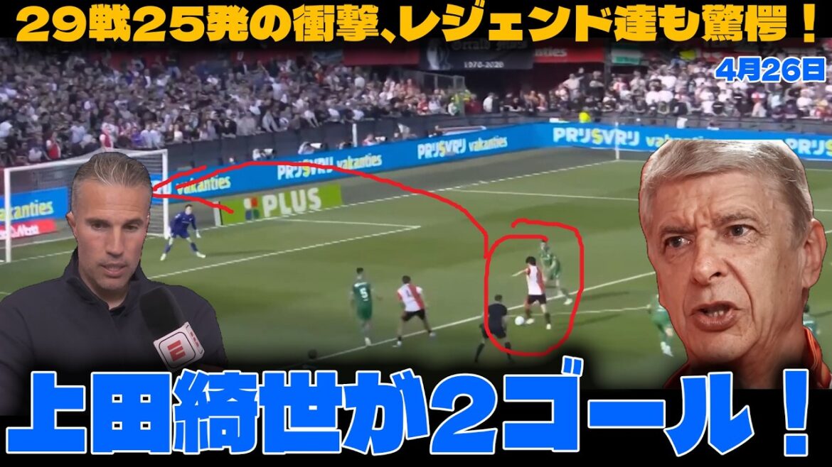 [Reaction from overseas]Kiyo Ueda scores 2 goals! Van Persie and soccer legends dissect his outstanding goal-scoring technique! Feyenoord vs Groningen