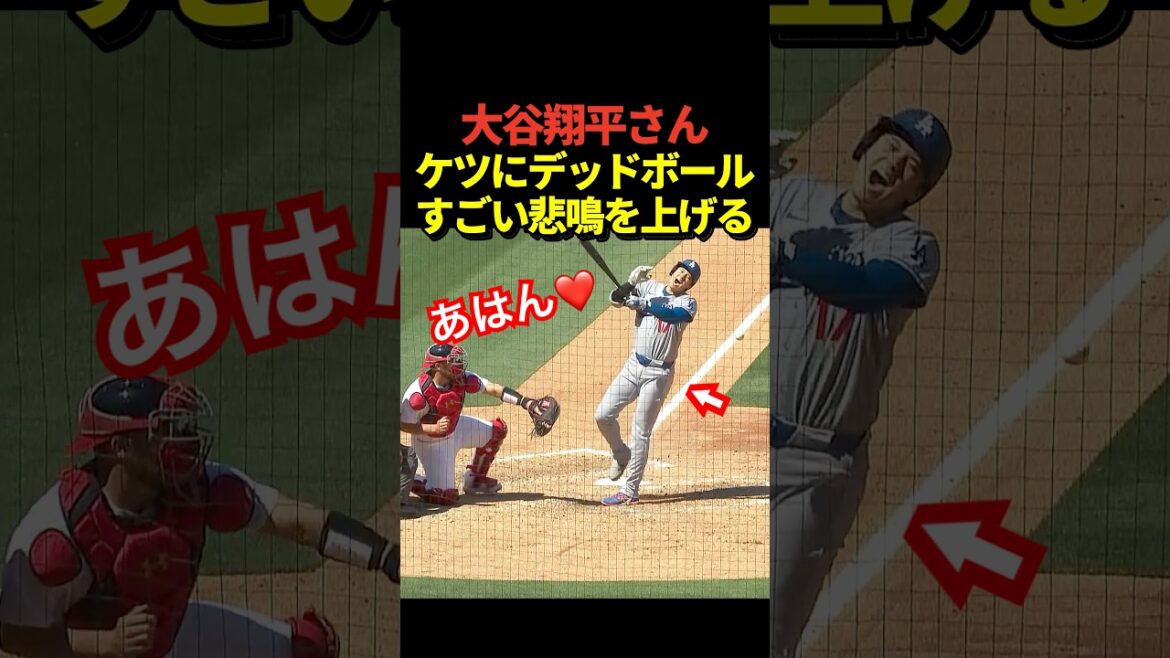 [Severe pain]Shohei Otani gets hit by a dead ball! The moment it hits you, you scream in pain!