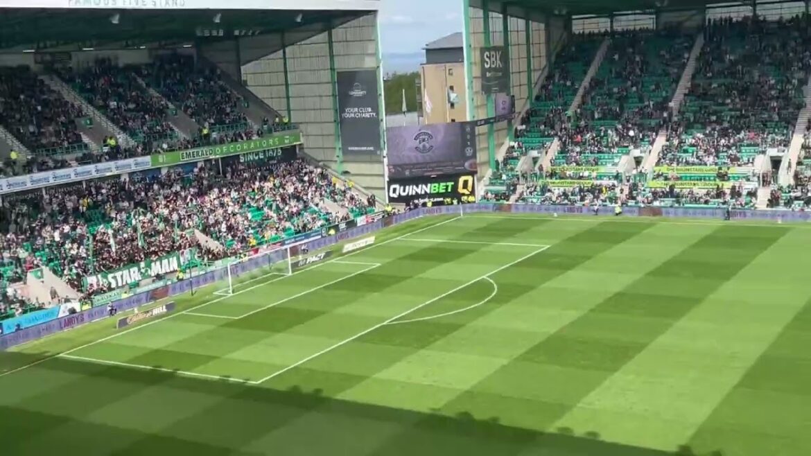 Hibs fans celebrate Daizen Maeda’s goal vs Hearts Hibs fans celebrate Daizen Maeda’s goal vs Hearts