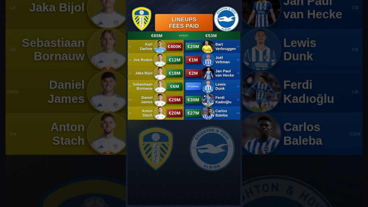 Leeds vs Brighton Lineups Cost