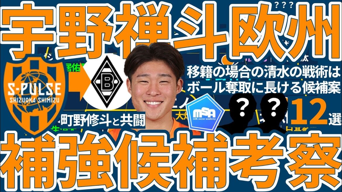 [Shimizu MF Zento Uno goes to Borussia MG!?]Consideration of the reasons for the transfer & 12 candidates that Shimizu S-Pulse should move to strengthen from within Japan or Europe in the event of a transfer to Europe!!