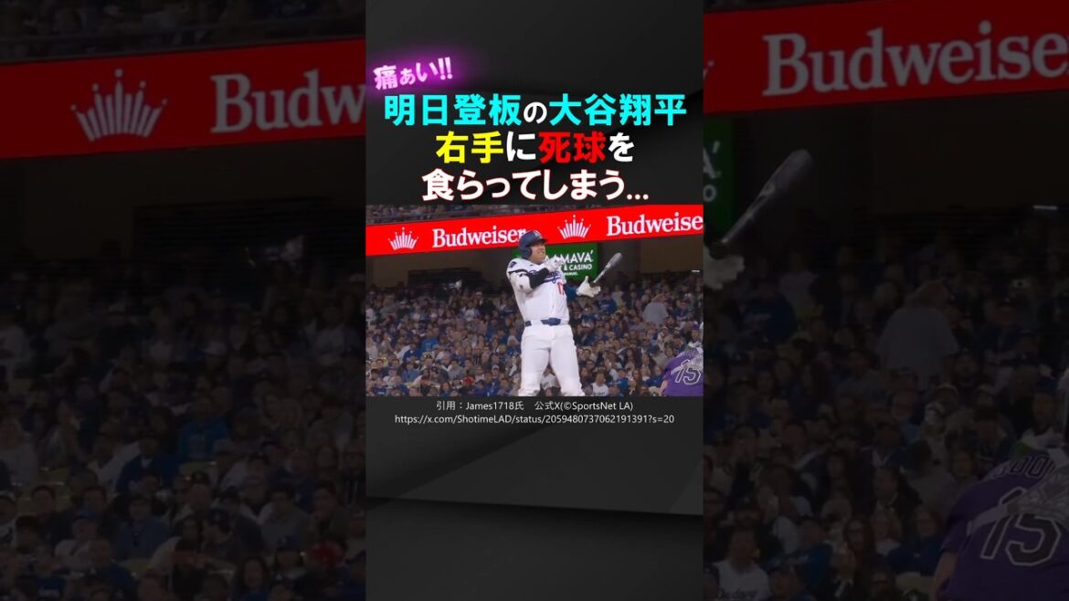 [Hit by pitch to right hand]Shohei Otani leaves the game ahead of pitching the next day