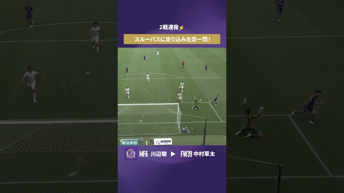 [Goals in 2 consecutive games]Sota Nakamura runs into a through ball and flashes with his left foot![Goal video]Sanfrecce Hiroshima vs Nagoya Grampus