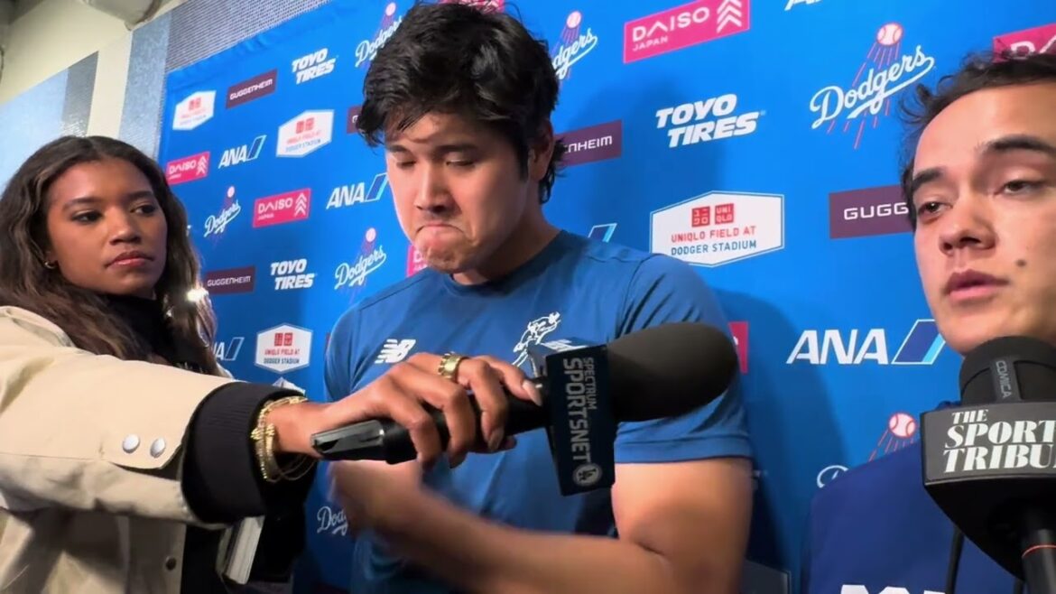 Shohei Ohtani reacts to pitching six no-hit innings