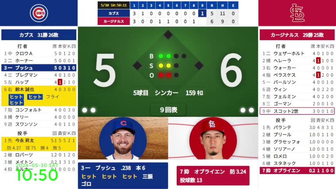 [Shota Imanaga starting, Seiya Suzuki]5/30 08:15 #8 Cubs vs. Cardinals 823055