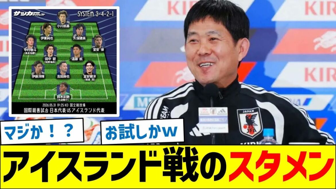 Japan national team, starting lineup for match against Iceland