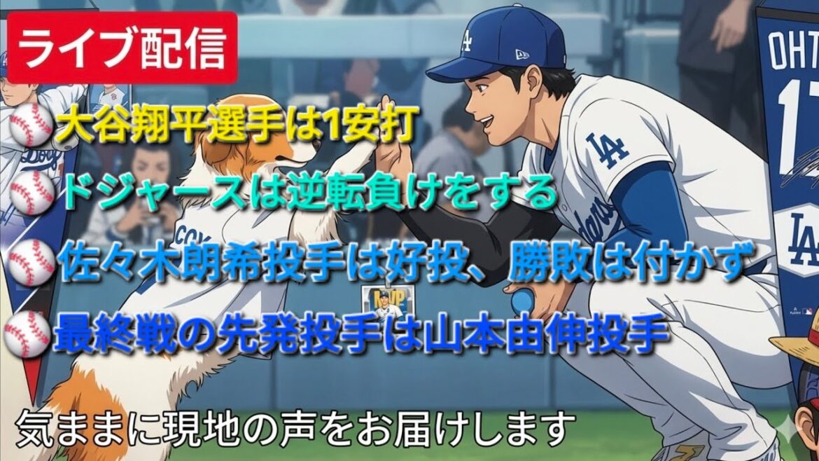[Live streaming]Shohei Ohtani had one hit ⚾️ Dodgers lost from come-from-behind ⚾️ Pitcher Aki Sasaki pitched well, but there was no winner or loser ⚾️ The starting pitcher for the final game was pitcher Yoshinobu Yamamoto ⚾️ We will freely deliver the local voice ⚾️