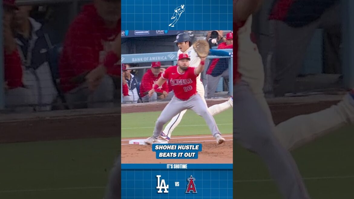 Shohei Ohtani Beats Out Chopper For Infield Hit