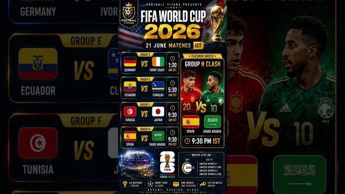 ๐ FIFA World Cup 2026 โ 21 June Fixtures & Match Timings (IST)#india #fifaworldcup2026#football ๐ FIFA World Cup 2026 โ 21 June Fixtures & Match Timings (IST)#india #fifaworldcup2026#football