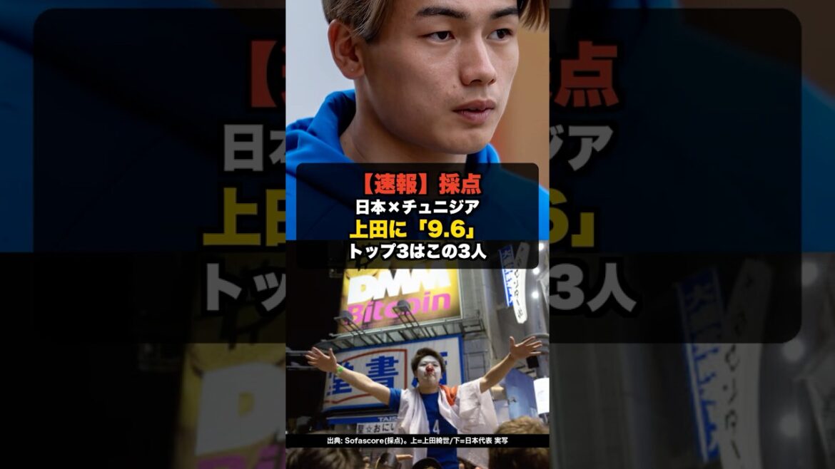 [Evaluation]World Cup Japan x Tunisia Top 3 Scoring! 9.6 to Ueda #shorts #World Cup #World Cup2026 #Japan Soccer National Team