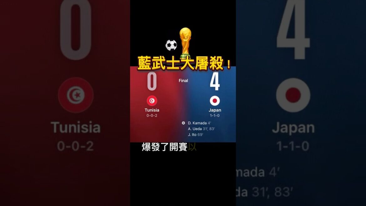 [World Cup Update]Asia’s most valuable player is crazy! The Japanese Blue Warriors brutally slaughtered Tunisia 4:0! Kiryo Ueda scored 9.6 points to become a god. This is pure transmission and control aesthetics! | The future of football