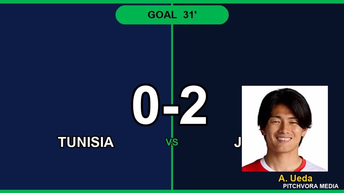GOAL! A. Ueda Strikes | Tunisia vs Japan #Shorts GOAL! A. Ueda Strikes | Tunisia vs Japan #Shorts