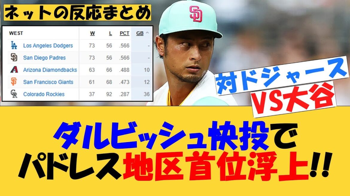 Darvish pitches well to move to first place in Padres region!![MLB][Internet reaction]Padres vs. Dodgers Yu Darvish Shohei Otani August 2025