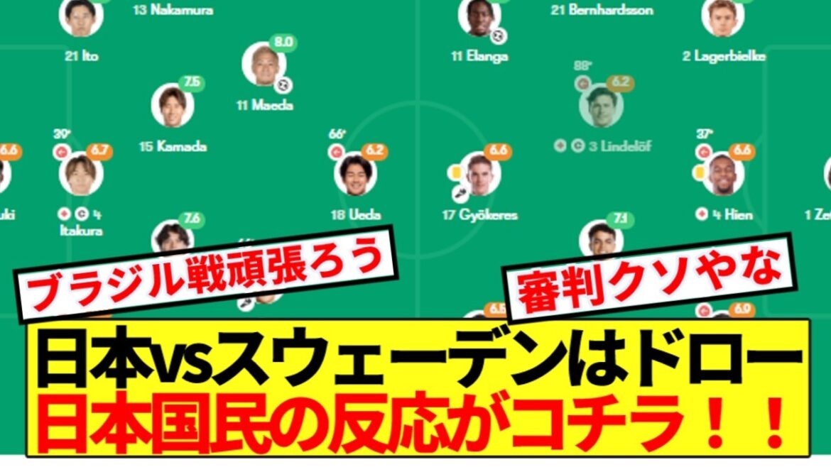 [Breaking News]Japan vs Sweden is a draw! ! Here is the reaction of the Japanese people! !