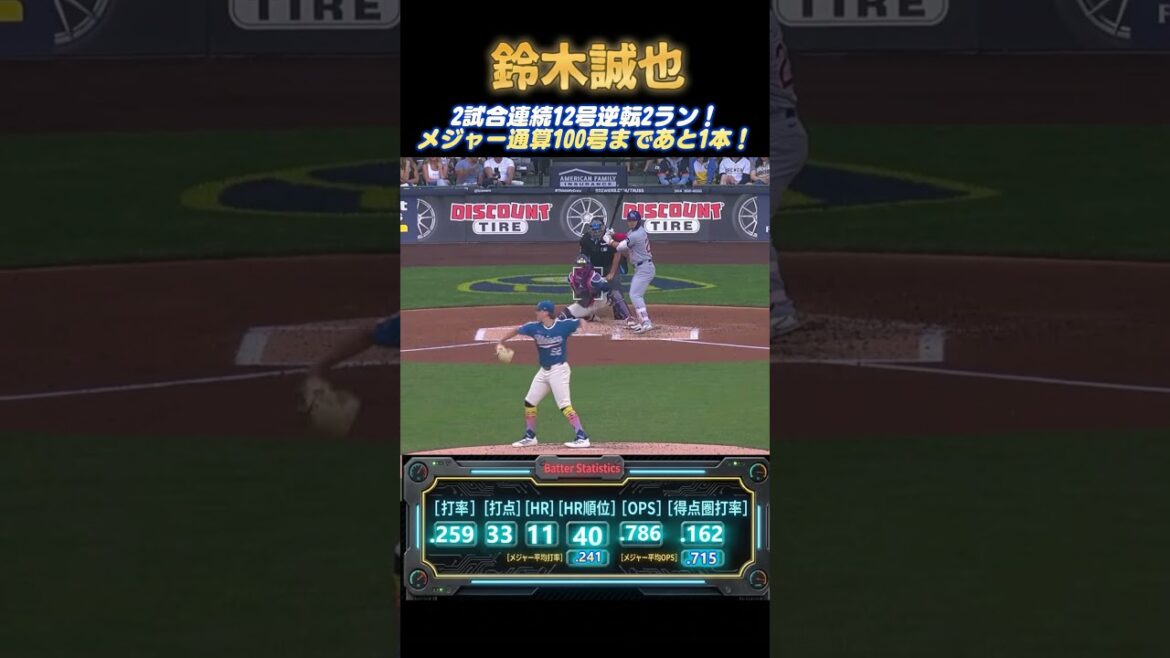 [6/28]Seiya Suzuki, No. 12 reversal for 2 consecutive games and 2 runs! 99th Major League total, one shot left to become 4th Japanese player to reach 100[Brewers game]