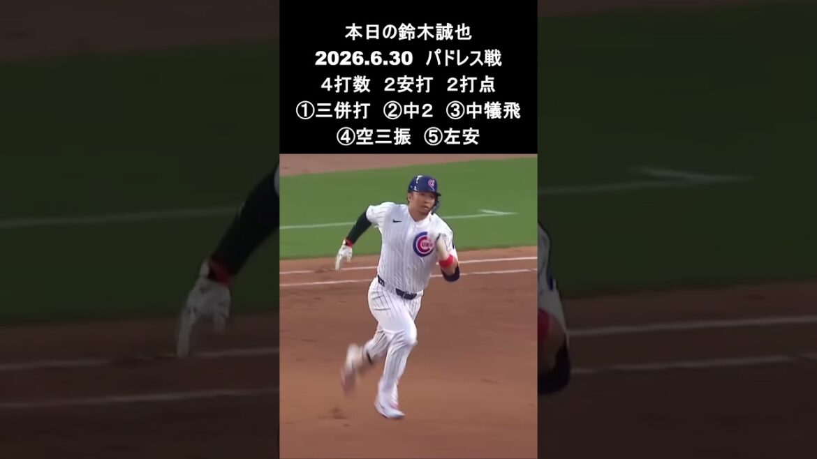 [Seiya Suzuki]2026.6.30 “2 hits, 2 RBIs, including walk-off home run” vs. Padres #Seiya Suzuki #Cubs #mlb