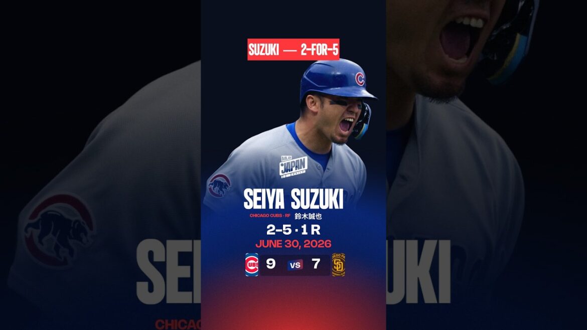 Seiya Suzuki 2 hits, 1 run in 5 at bats | June 30, 2026 | MLB Highlights Seiya Suzuki 2 hits, 1 run in 5 at bats | June 30, 2026 | MLB Highlights