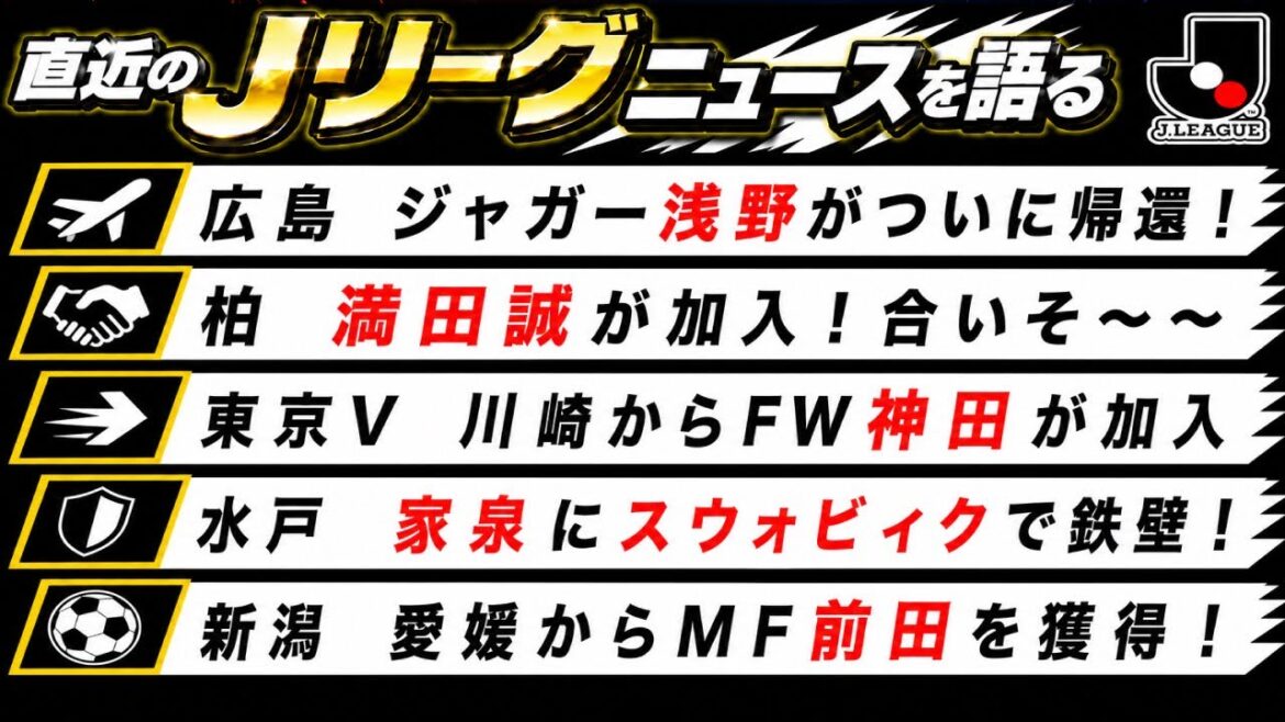Takuma Asano returns to Hiroshima! Kashiwa announces acquisition of Makoto Mitsuda, Tokyo V acquires Kanda for a limited period