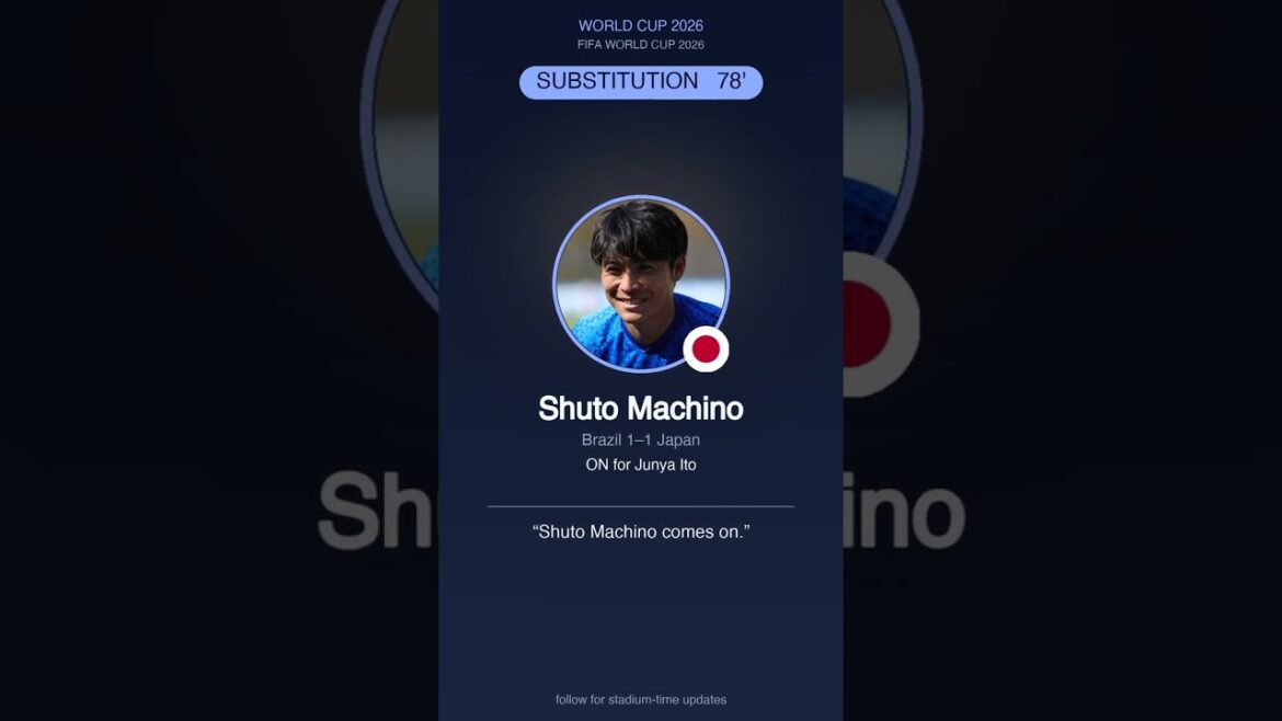 SUBSTITUTION 78′ | Brazil 1-1 Japan #WorldCup2026 #Shorts SUBSTITUTION 78' | Brazil 1-1 Japan #WorldCup2026 #Shorts