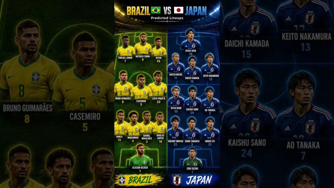 Brazil 🇧🇷 vs Japan 🇯🇵 Predicted Lineups 2026 | Brazil vs Japan Starting XI | Football Shorts Brazil 🇧🇷 vs Japan 🇯🇵 Predicted Lineups 2026 | Brazil vs Japan Starting XI | Football Shorts