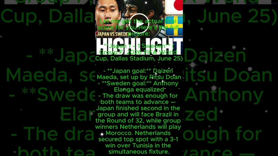 π―π΅ Japan 1-1 πΈπͺ Sweden Highlights | All Goals & Extended Match Highlights | FIFA World Cup2026#japan π―π΅ Japan 1-1 πΈπͺ Sweden Highlights | All Goals & Extended Match Highlights | FIFA World Cup2026#japan