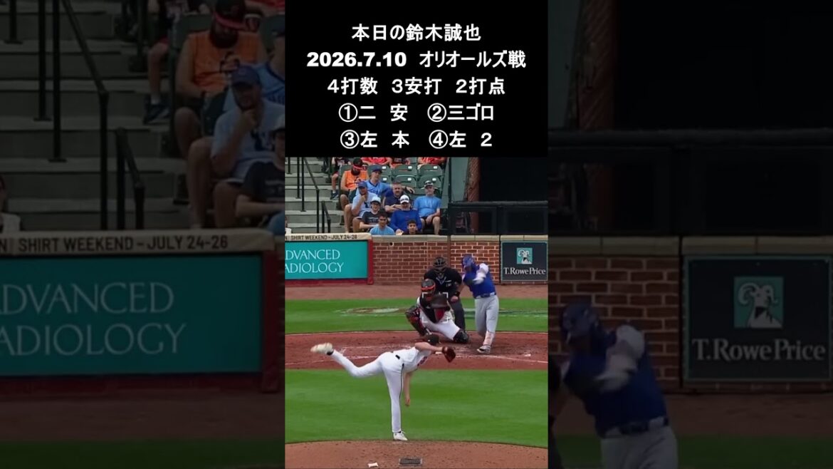 [Seiya Suzuki]2026.7.10 "2 games in a row No. 15 HR, 3 hits, 2 RBIs" vs. Orioles #Seiya Suzuki #Cubs #mlb