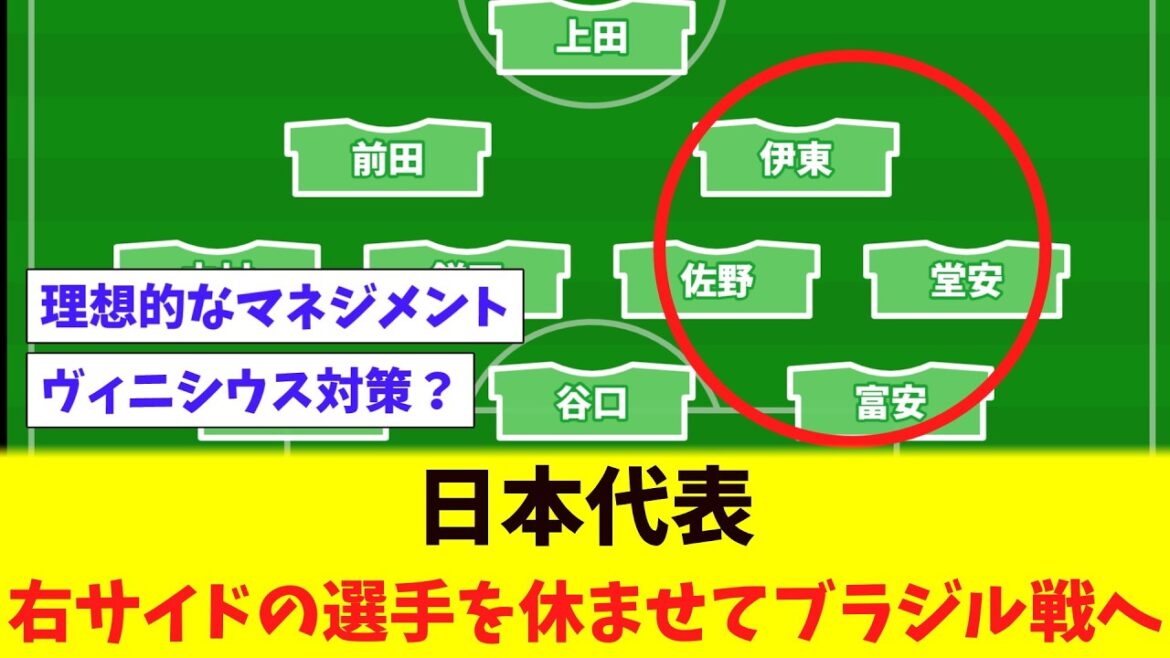 Japan national team rests right side player before playing against Brazil