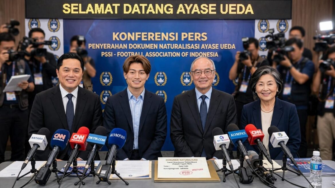 Accompanied by both parents, Ayase Ueda meets with Erick Thohir to discuss the naturalization process Accompanied by both parents, Ayase Ueda meets with Erick Thohir to discuss the naturalization process