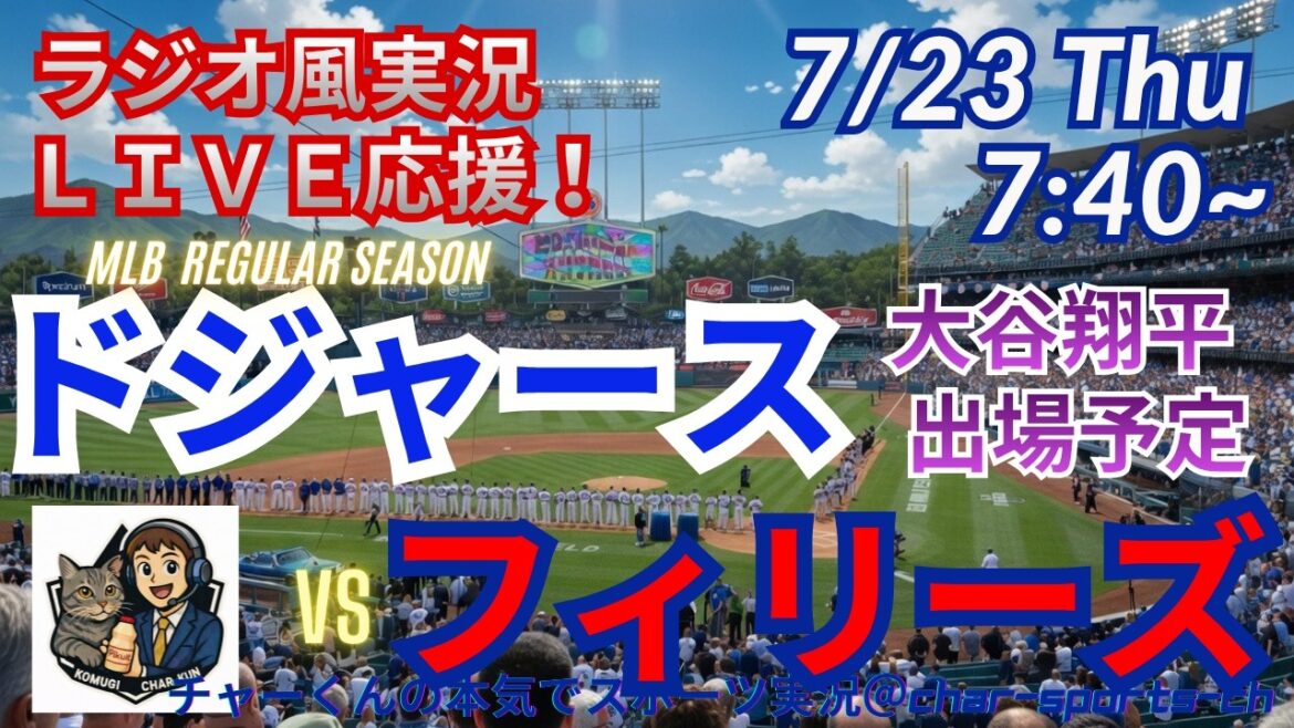 [Otani participates! Simultaneous viewing live support]Live live support of Dodgers VS Phillies in a radio style! ＃Shohei Ohtani ＃Dodgers ＃MLBLIVE ＃MLBLIVE ＃Baseball ＃MLB ＃Otani home run ＃Yoshinobu Yamamoto
